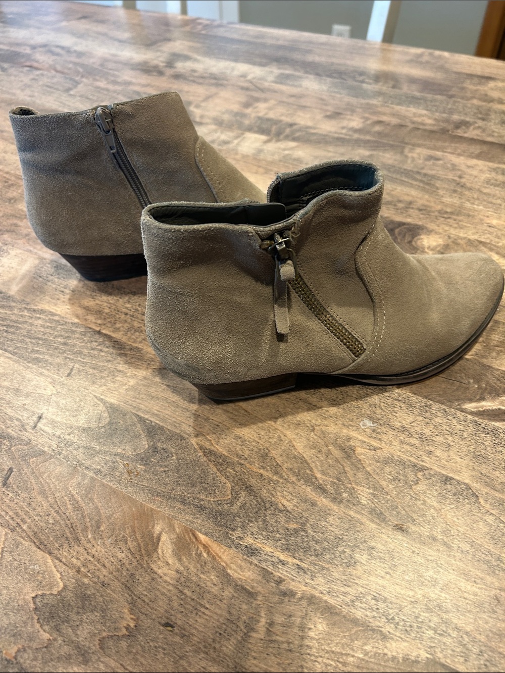 Nine West Taupe Suede Ankle Booties with Side Zip